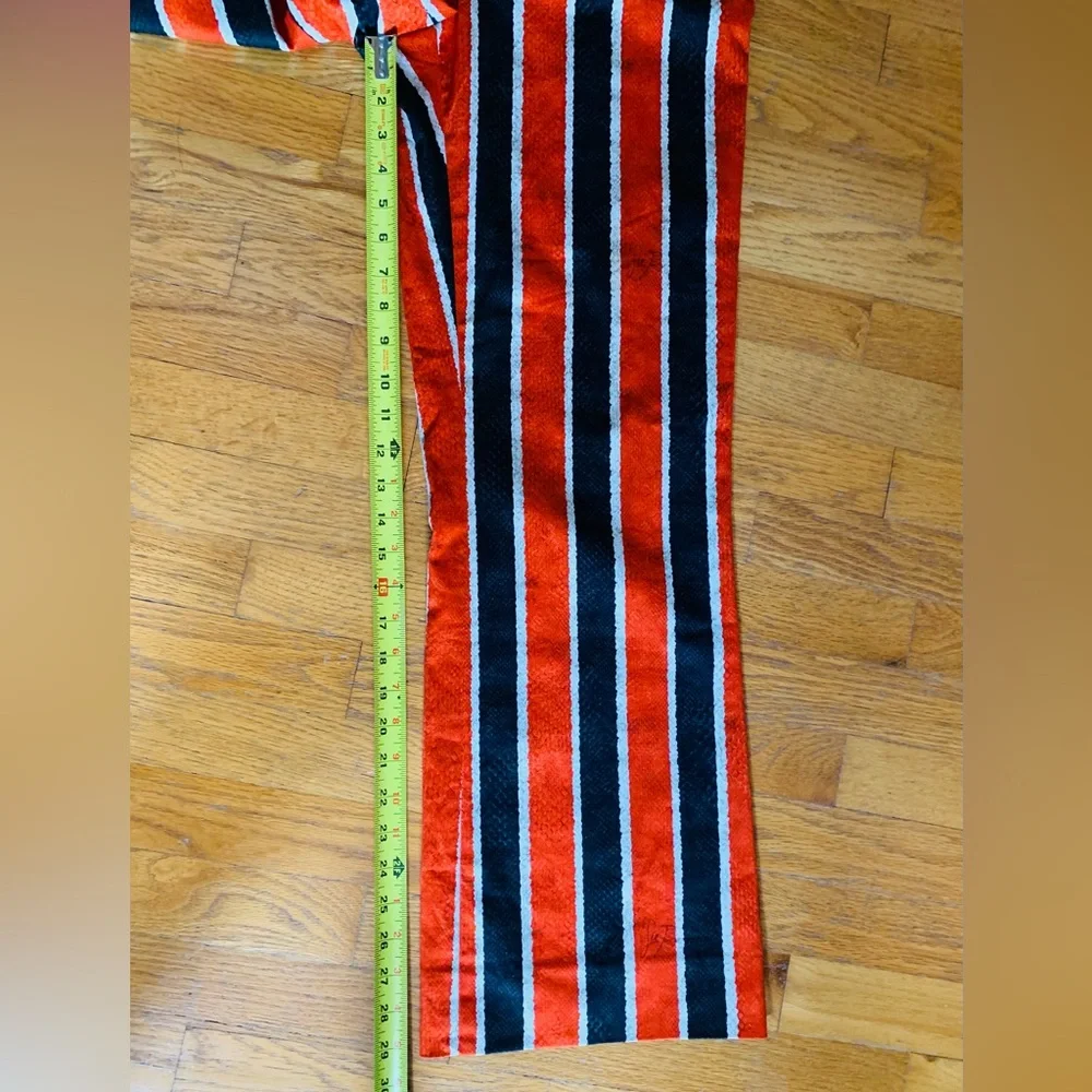 RARE Stella Jean Mid Rise Flare Pants Orange & Black Stripe Snakeskin Print Sz 8 - Picture 9 of 9